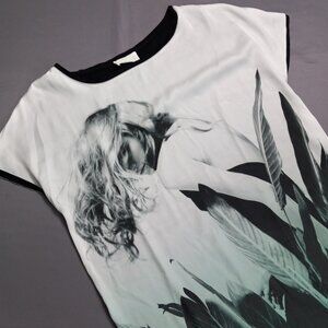Zara Woman Editorial Collection Artistic Portrait Tee Size M Rare Art Print